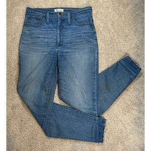 Madewell Jeans Women's Size 30 Blue 11" High Rise Skinny DISTRESSED 30x27